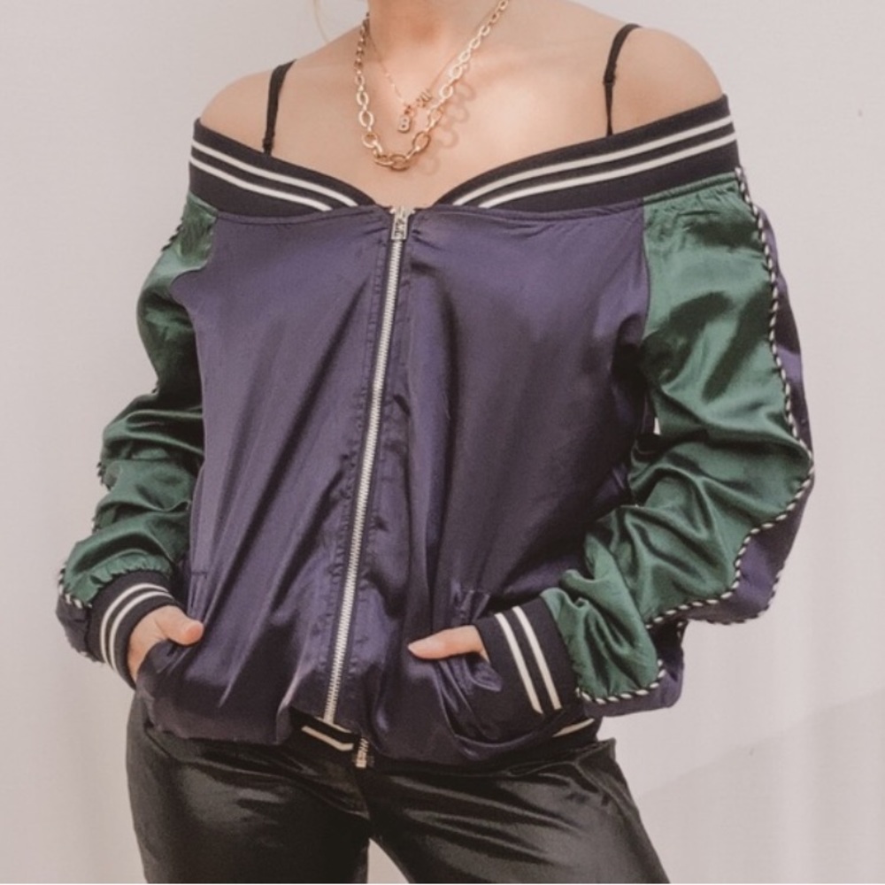 Akua by Jaase Satin Bomber Jacket - Picture 1 of 10